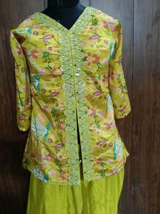 Embroidered Yellow Kurta Set with Palazzo