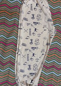 Butter Yellow color Kids Print Pajama Pants