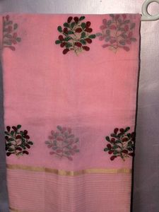 New Pink Embroidered Saree