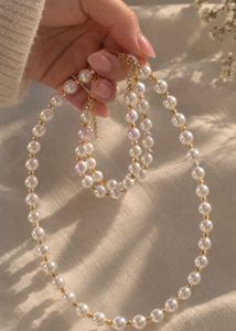 Pearl Necklace and Bracelet Set