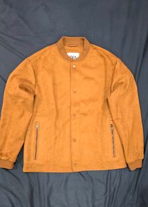 Zara Brown Faux Suede Bomber Jacket