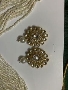 Pearl Choker Necklace with Earrings Set