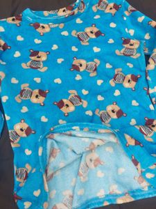 Cute Blue Teddy Bear Print Top