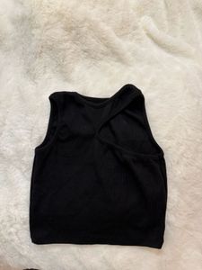 Black Cut-Out Ribbed Crop Top