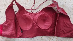 Red, light red &amp; silver Ikat Blouse
