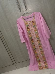 Pink Embellished Kurta