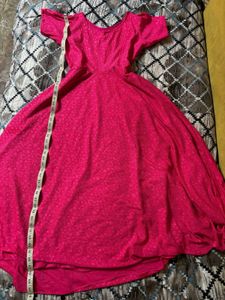 Bright Pink Textured Midi Dress