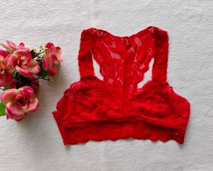 Red Lace Bralette Crop Top