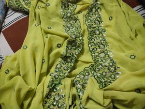 Embroidered Green Blouse and palzoo with sharg