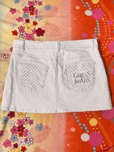 GUESS White Denim Mini Skirt