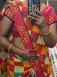 Vibrant Geometric Print Saree