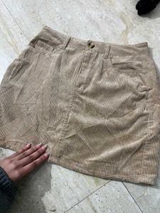Tan Corduroy Mini Skirt