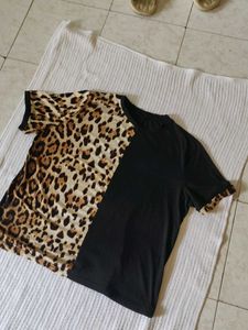 Shein Leopard Print Contrast T-Shirt