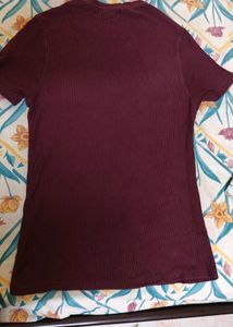 Ribbed Maroon T-Shirt