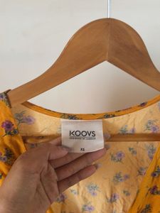Yellow Floral Tiered Midi Dress