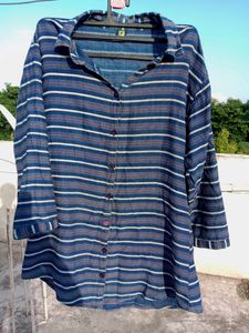 Striped Button-Down Tunic