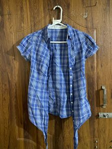 Chic Blue Plaid Short Sleeve Shirt