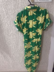 Green Floral Print Shirt Dress
