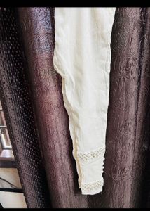 Elegant White Kurta with Gold Trim