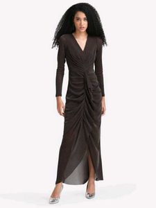 Brown Kazo Ruched Maxi Dress