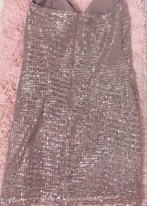 Newme Pink Sparkling Sequin Strapless Mini Dress