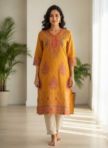 🧡Embroidered Mustard Yellow Kurta🧡