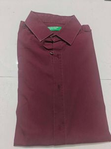 Men's Burgundy Collared Shirt