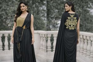 Elegant Black & Gold Embroidered Ethnic Gown