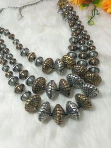 Antique oxidised jewellery unique neck set with lo