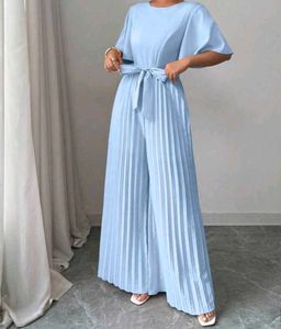 Shein Elegant Pleated Wide Leg Jumpsuit