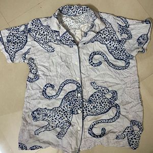 Leopard Print Button-Up nightwear/shirt