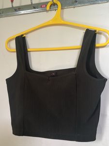 Black Square Neck Crop Top