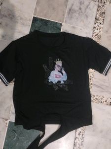Girls Top Black Cotton Blend