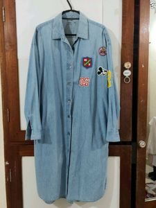 NEW. Denim Blue Oversized Shirt Dress Size M