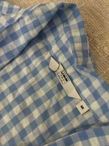 Blue Gingham Button-Up Shirt