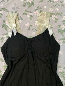 Black Lace Trim Cami Night dress
