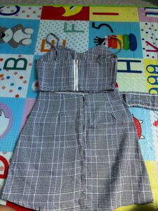 Cute Plaid Crop Top and Skirt Set