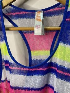 Vibrant Striped Swim Cover-Up Top