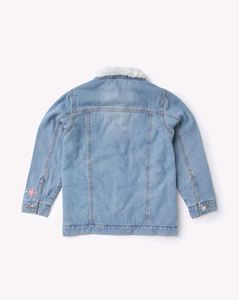 Girls' Embroidered Fur lined Denim Jacket