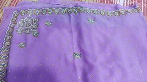 Beautiful Lavender Embroidered Saree with blouse