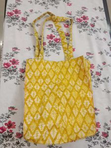 Yellow Floral Print Tote Bag