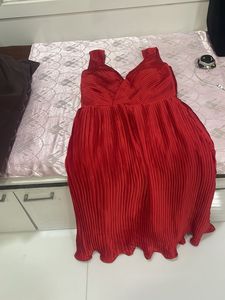 Stunning Red Pleated Dress