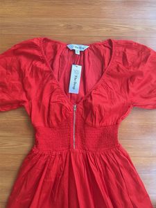 Vibrant Red Midi Dress