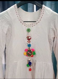 Elegant White Tiered Kurta Set