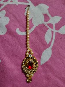 Red Stone &amp; Pearl Jewellery Set