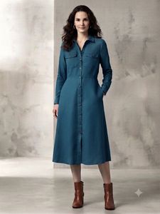 Teal Button-Down Shirt Dress