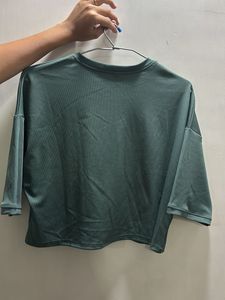 Green Graphic Print Cropped T-Shirt