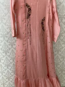 Peach Embroidered Kurta