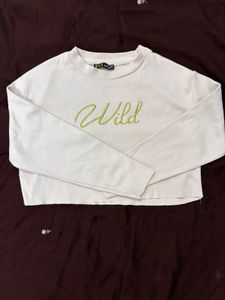Cream "Wild" Cropped Sweatshirt