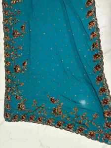 cut work sequence Embroidered Saree